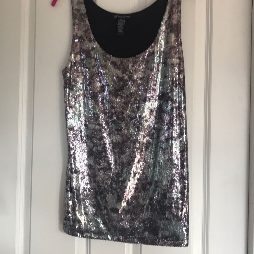 INC sequined front, black back tank